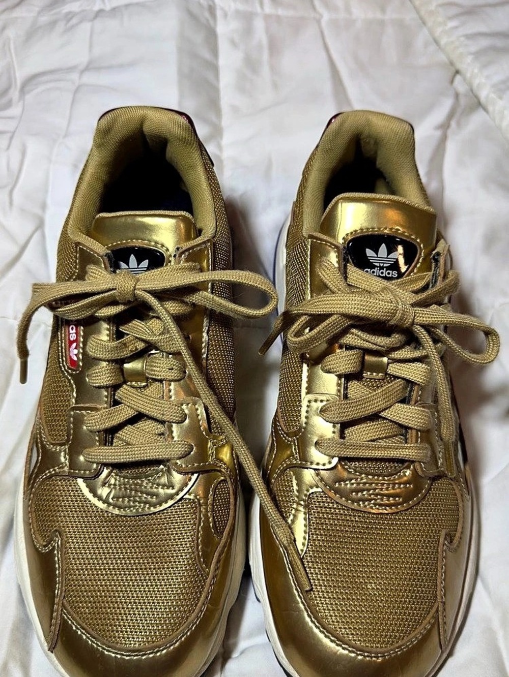 adidas Originals Falcon W Metallic Gold Magenta Sneakers Size 10